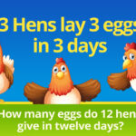 3 hens lay 3 eggs in 3 days. How many eggs do 12 hens give in twelve days?