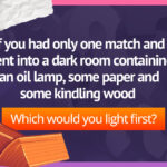 If you had only one match and went into a dark room containing an oil lamp, some paper and some kindling wood. Which would you light first?