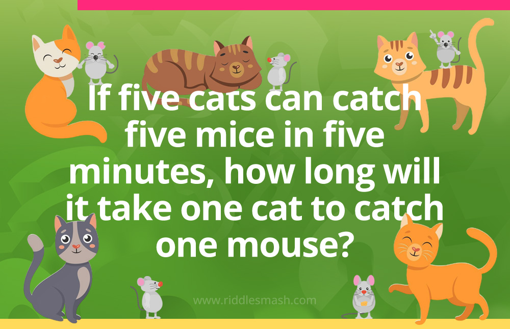 If five cats can catch five mice in five minutes, how long will it take one cat to catch one mouse?