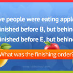 Five people were eating apples, A finished before B, but behind C. D finished before E, but behind B.