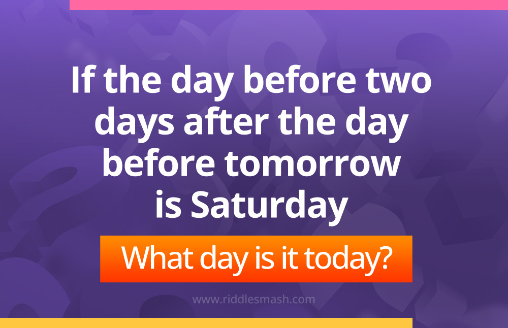 If the day before two days after the day before tomorrow is Saturday. What day is it today?