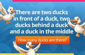 There are two ducks in front of a duck, two ducks behind a duck and a duck in the middle. How many ducks are there?