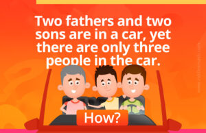 Two fathers and two sons are in a car, yet there are only three people in the car. How?