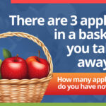 There are 3 apples in a basket and you take away 2. How many apples do you have now?