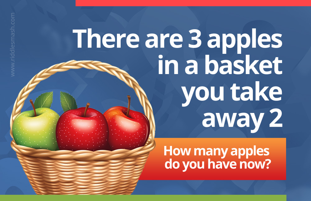 There are 3 apples in a basket and you take away 2. How many apples do you have now?