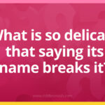 What is so delicate that saying its name breaks it?