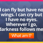 I can fly but have no wings. I can cry but I have no eyes. Wherever I go, darkness follows me. What am I?