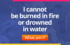 I cannot be burned in fire or drowned in water. What am I?