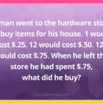 A man went to the hardware store to buy items for his house. 1 would cost $.25. 12 would cost $.50. 122 would cost $.75. When he left the store he had spent $.75, what did he buy?
