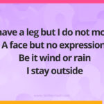 I have a leg but I do not move, A face but no expression, Be it wind or rain I stay outside.