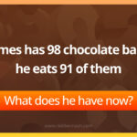 James has 98 chocolate bars, he eats 91 of them. What does he have now?