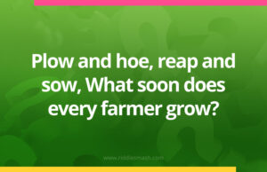 Plow and hoe, reap and sow, What soon does every farmer grow?