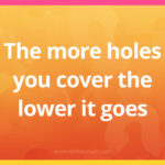 The more holes you cover the lower it goes.