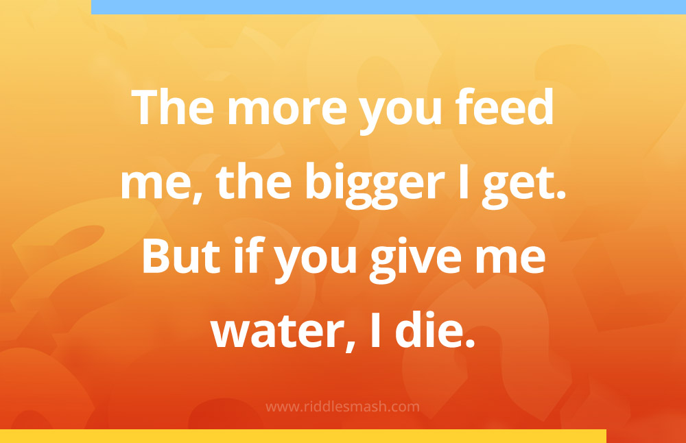 The more you feed me, the bigger I get. But if you give me water, I die.