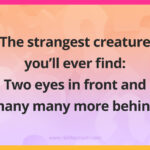 The strangest creature you'll ever find: Two eyes in front and many many more behind.