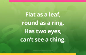 Flat as a leaf, round as a ring. Has two eyes, can't see a thing.