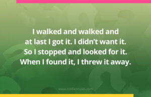 I walked and walked and at last I got it. I didn't want it. So I stopped and looked for it. When I found it, I threw it away.