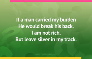 If a man carried my burden He would break his back. I am not rich, But leave silver in my track.