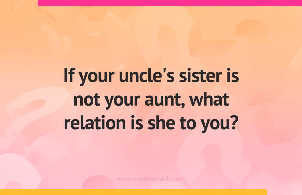 If your uncle's sister is not your aunt, what relation is she to you?