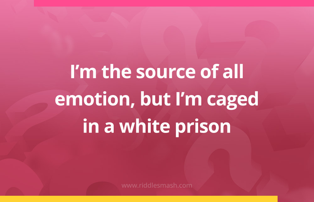 I'm the source of all emotion, but I'm caged in a white prison.