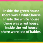 Inside the green house there was a white house Inside the white house there was a red house. Inside the red house there were lots of babies.