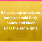 It has no top or bottom, but it can hold flesh, bones, and blood all at the same time.