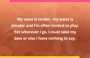 My voice is tender, my waist is slender and I'm often invited to play. Yet wherever I go, I must take my bow or else I have nothing to say.