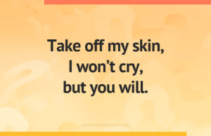 Take off my skin, I won't cry, but you will.