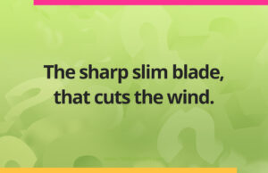 The sharp slim blade, that cuts the wind.
