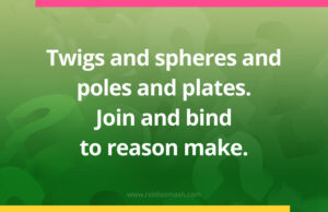 Twigs and spheres and poles and plates. Join and bind to reason make.
