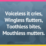 Voiceless it cries, Wingless flutters, Toothless bites, Mouthless mutters.