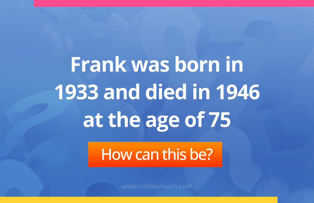Frank was born in 1933 and died in 1946 at the age of 75. How can this be?