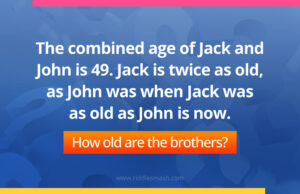 The combined age of Jack and John is 49. Jack is twice as old, as John was when Jack was as old as John is now. How old are the brothers?