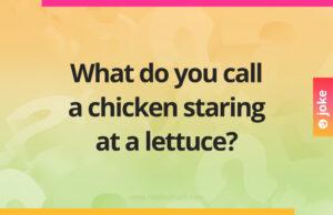 What do you call a chicken staring at a lettuce?
