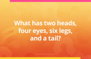 What has two heads, four eyes, six legs, and a tail?