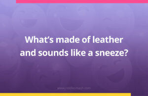 What's made of leather and sounds like a sneeze?