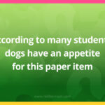 According to many students, dogs have an appetite for this paper item.