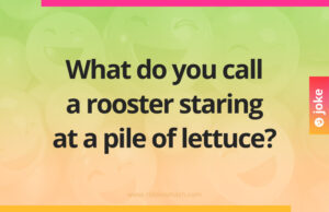 What do you call a rooster staring at a pile of lettuce?