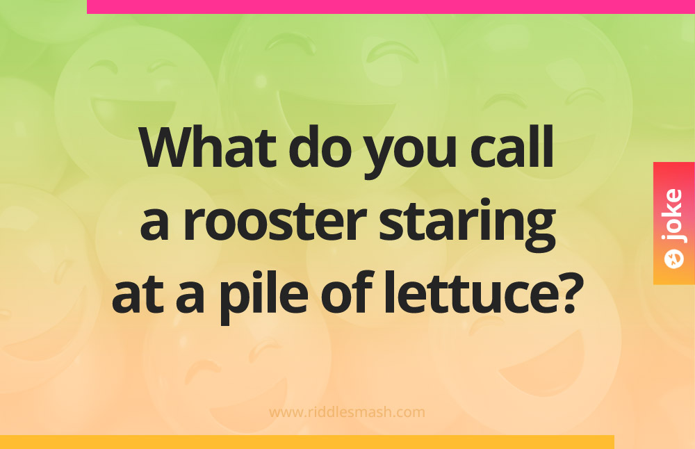 What do you call a rooster staring at a pile of lettuce?