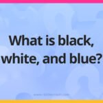 What is black, white, and blue?