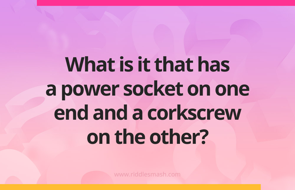 What is it that has a power socket on one end and a corkscrew on the other?