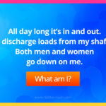 All day long it's in and out. I discharge loads from my shaft. Both men and women go down on me. What am I?