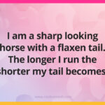I am a sharp looking horse with a flaxen tail. The longer I run the shorter my tail becomes.