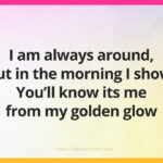 I am always around, but in the morning I show. You'll know its me from my golden glow. What am I?