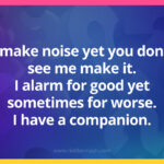 I make noise yet you don't see me make it. I alarm for good yet sometimes for worse. I have a companion.