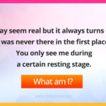 I may seem real but it always turns out, I was never there in the first place. You only see me during a certain resting stage.