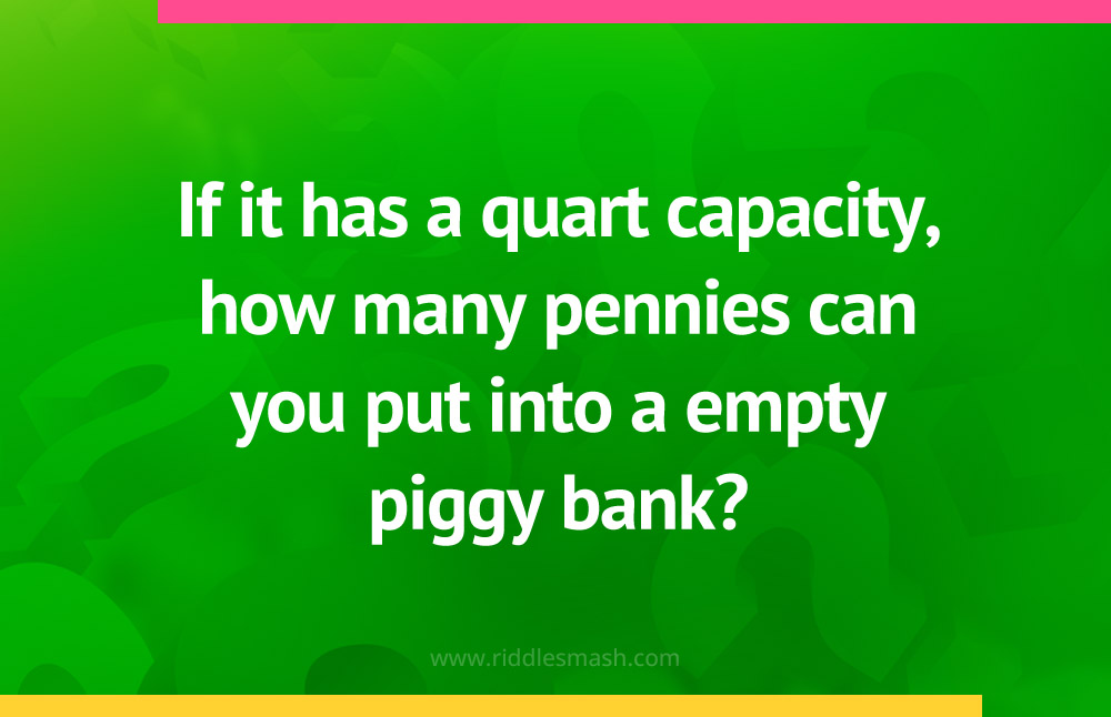 If it has a quart capacity, how many pennies can you put into a empty piggy bank?