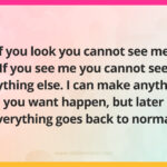 If you look you cannot see me. If you see me you cannot see anything else. I can make anything you want happen, but later everything goes back to normal.