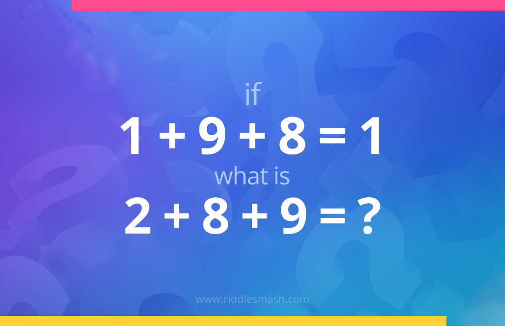 If 1+9+8=1, what is 2+8+9?