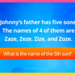 Johnny's father has five sons. The names of 4 of them are Zaze, Zeze, Zize, and Zoze.